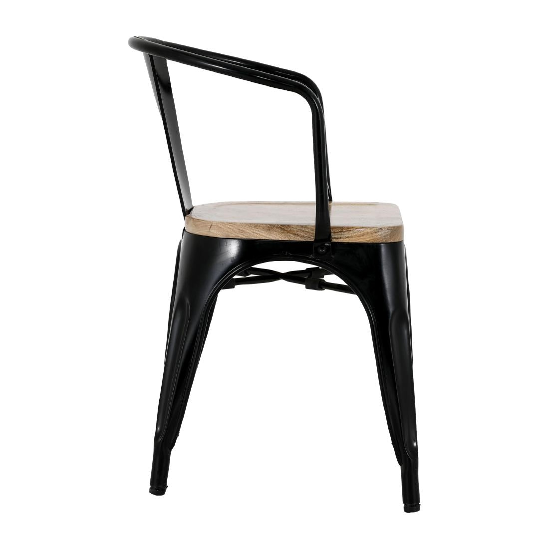 Bolero Bistro Curve Armchairs with Wooden Seats Black (4 Pack)