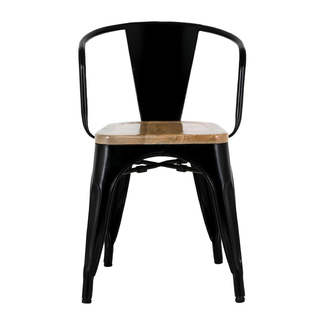 Bolero Bistro Curve Armchairs with Wooden Seats Black (4 Pack)