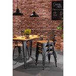 Bolero Bistro Curve Armchairs with Wooden Seats Gunmetal (4 Pack)
