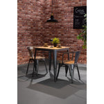 Bolero Bistro Dining Table Slatted Mango Wood Top Gunmetal Frame 650mm