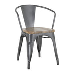 Bolero Bistro Curve Armchairs with Wooden Seats Gunmetal (4 Pack)