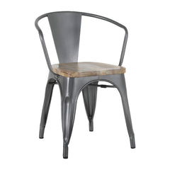 Bolero Bistro Curve Armchairs Wooden Seats Gunmetal 4 Pack