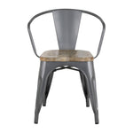 Bolero Bistro Curve Armchairs with Wooden Seats Gunmetal (4 Pack)