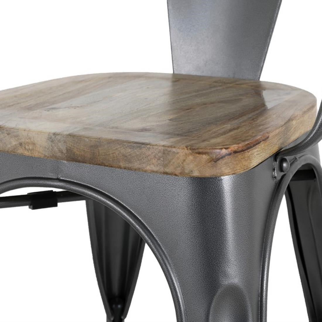 Bolero Bistro Curve Armchairs with Wooden Seats Gunmetal (4 Pack)