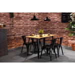Bolero Bistro Dining Table Slatted Mango Wood Top Black 1200mm