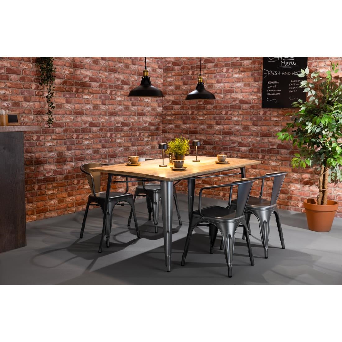 Bolero Bistro Curve Armchairs Gunmetal (4 Pack)