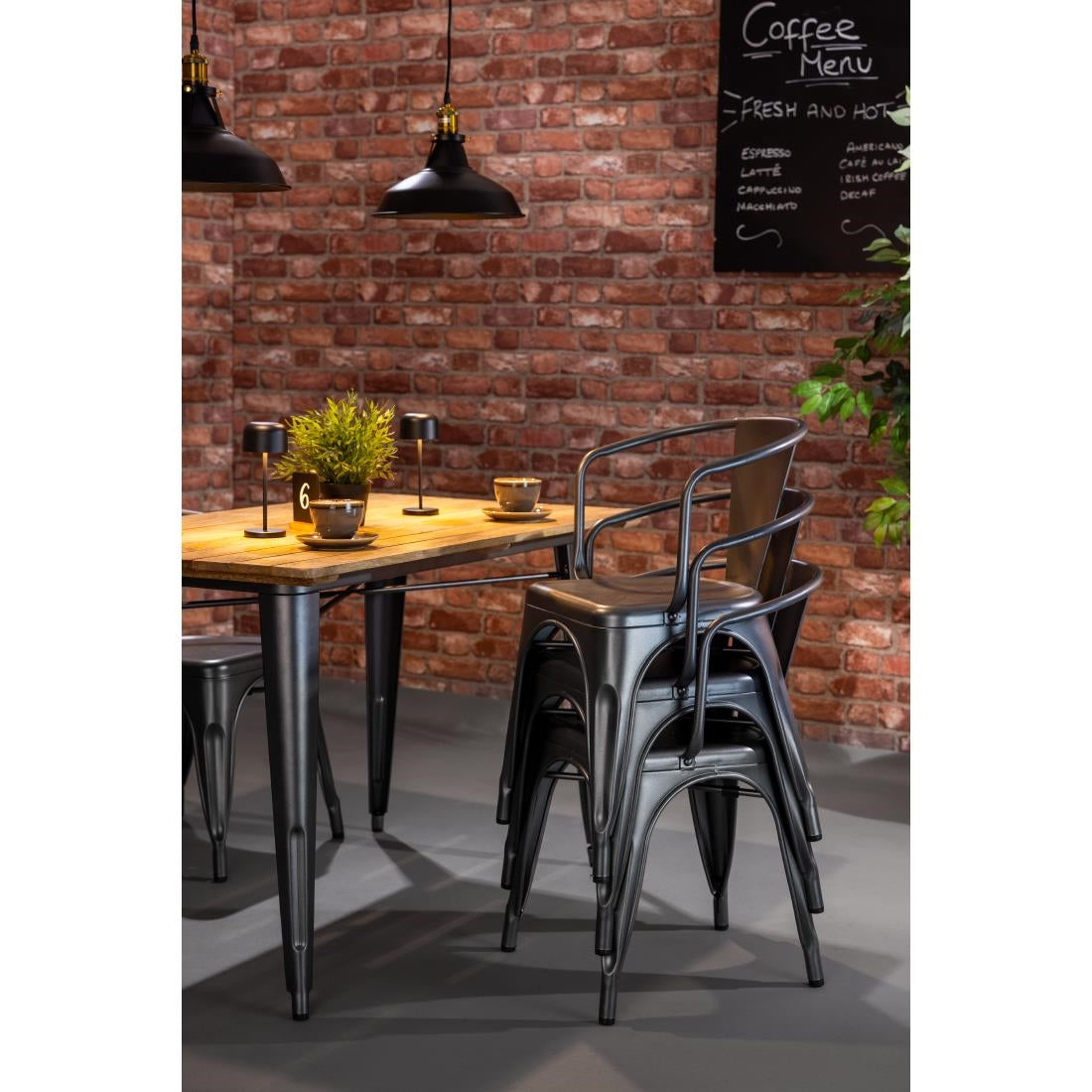 Bolero Bistro Curve Armchairs Gunmetal (4 Pack)