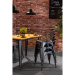 Bolero Bistro Dining Table Slatted Mango Wood Top Gunmetal 1200mm