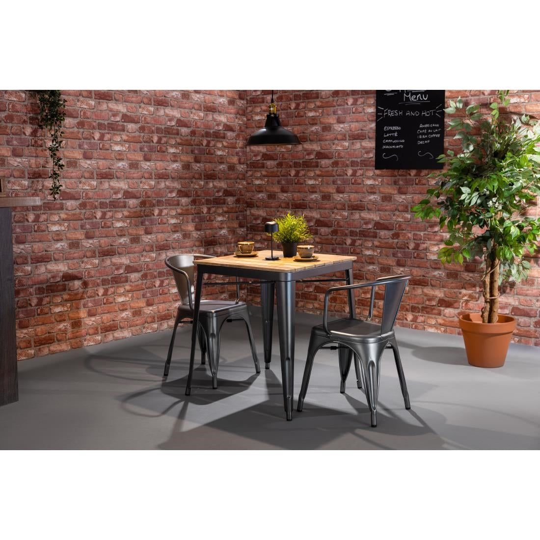 Bolero Bistro Curve Armchairs Gunmetal (4 Pack)
