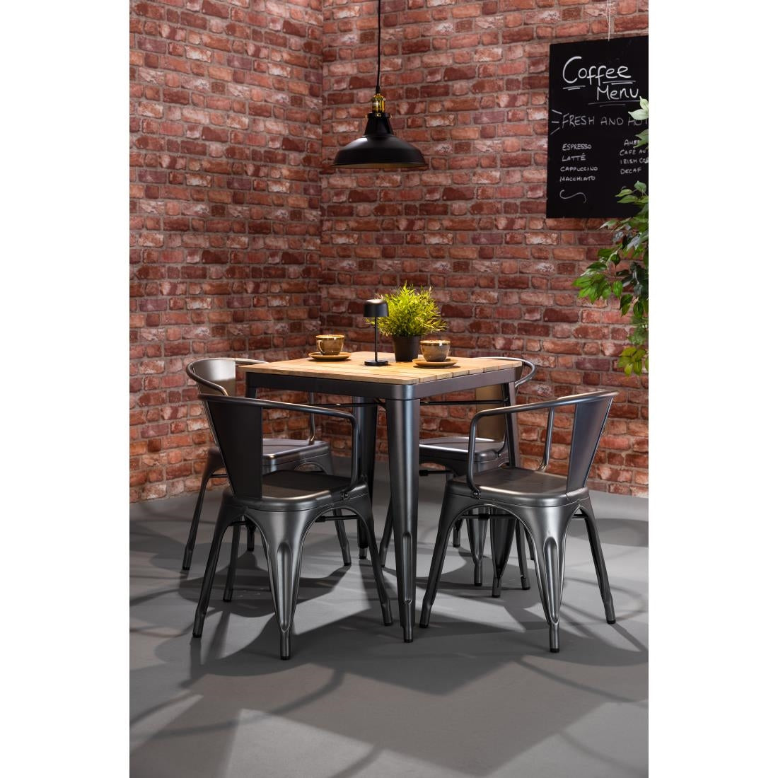 Bolero Bistro Curve Armchairs Gunmetal (4 Pack)
