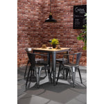 Bolero Bistro Dining Table Slatted Mango Wood Top Gunmetal Frame 650mm
