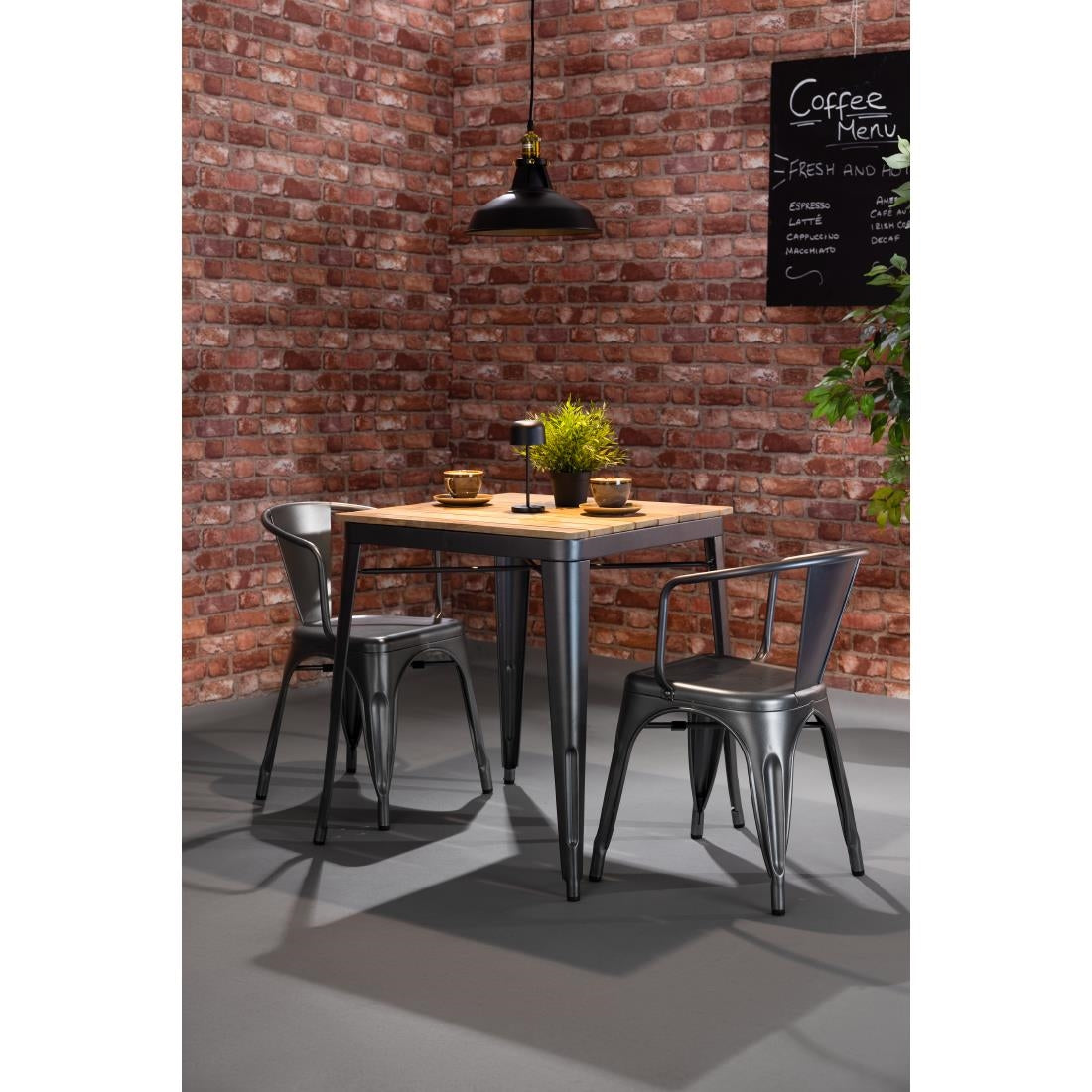 Bolero Bistro Curve Armchairs Gunmetal (4 Pack)