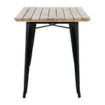 Bolero Bistro Dining Table Slatted Mango Wood Top Black 1200mm