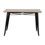 Bolero Bistro Dining Table Slatted Mango Wood Top Black 1200mm