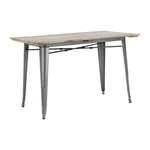 Bolero Bistro Dining Table Slatted Mango Wood Top Gunmetal 1200mm