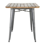 Bolero Bistro Dining Table Slatted Mango Wood Top Gunmetal 1200mm