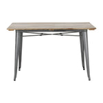 Bolero Bistro Dining Table Slatted Mango Wood Top Gunmetal 1200mm