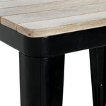 Bolero Bistro Dining Table Slatted Mango Wood Top Black Frame 650mm