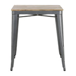 Bolero Bistro Dining Table Slatted Mango Wood Top Gunmetal Frame 650mm