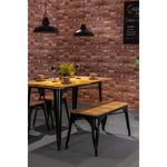 Bolero Bistro Dining Table Slatted Mango Wood Top Black 1200mm
