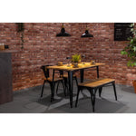 Bolero Bistro Dining Table Slatted Mango Wood Top Black 1200mm
