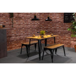 Bolero Bistro Indoor Bench Slatted Mango Wood & Black Frame 850mm (2 Pack)