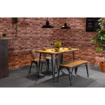 Bolero Bistro Indoor Bench Slatted Mango Wood & Gunmetal Frame 850mm (2 Pack)