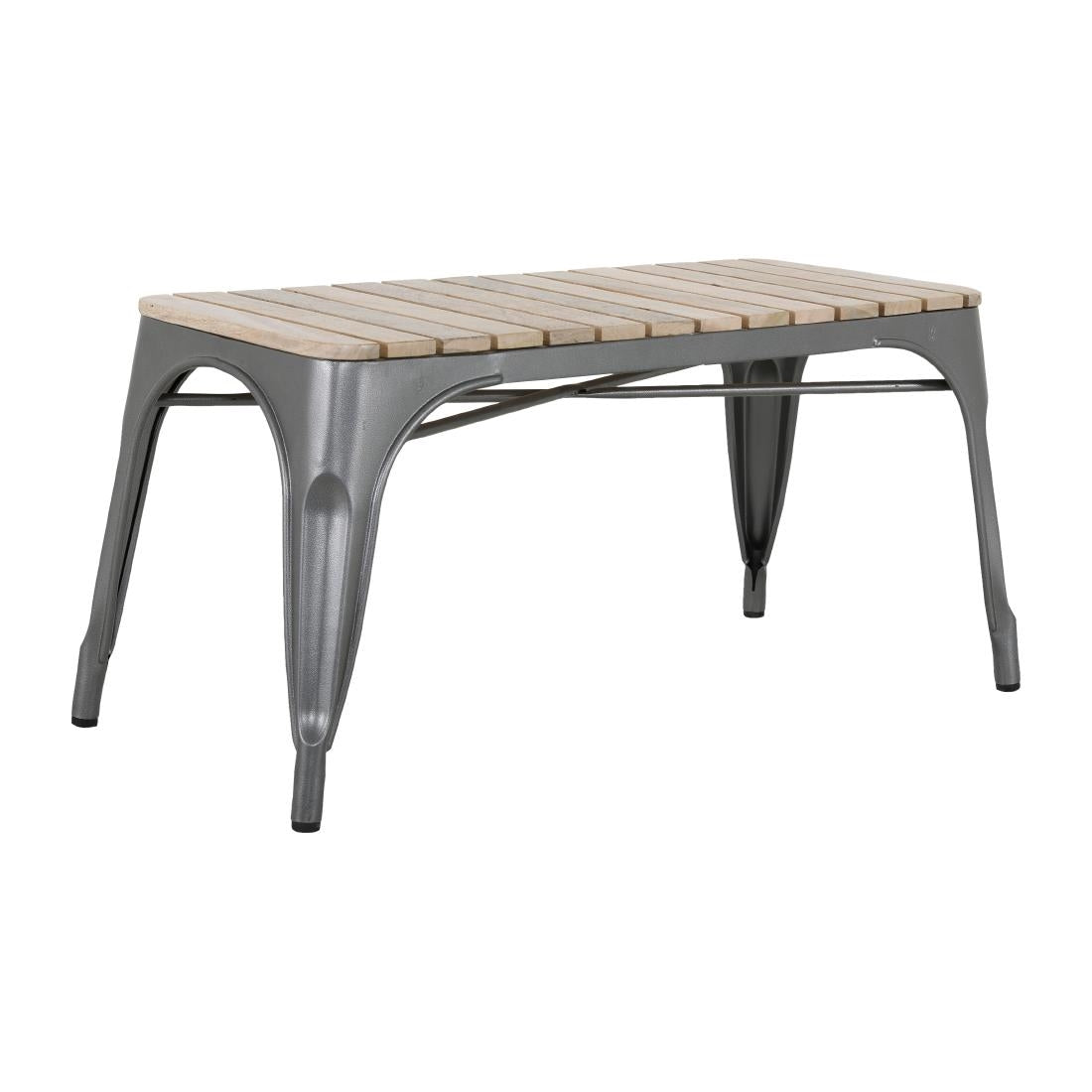 Bolero Bistro Indoor Bench Slatted Mango Wood & Gunmetal Frame 850mm (2 Pack)