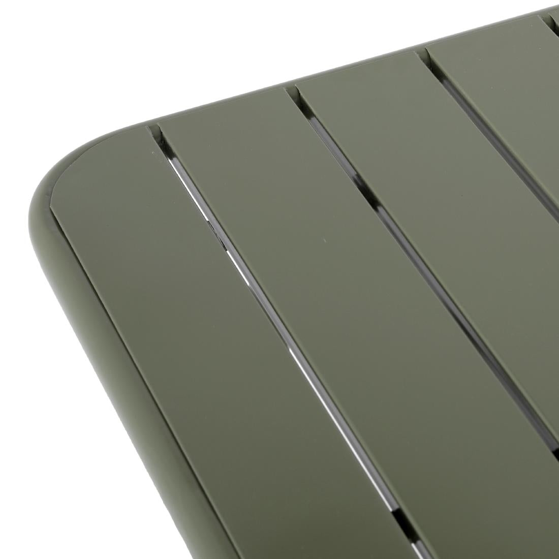 Bolero Amalfi Square Slatted Folding Table Olive Green 700x700mm