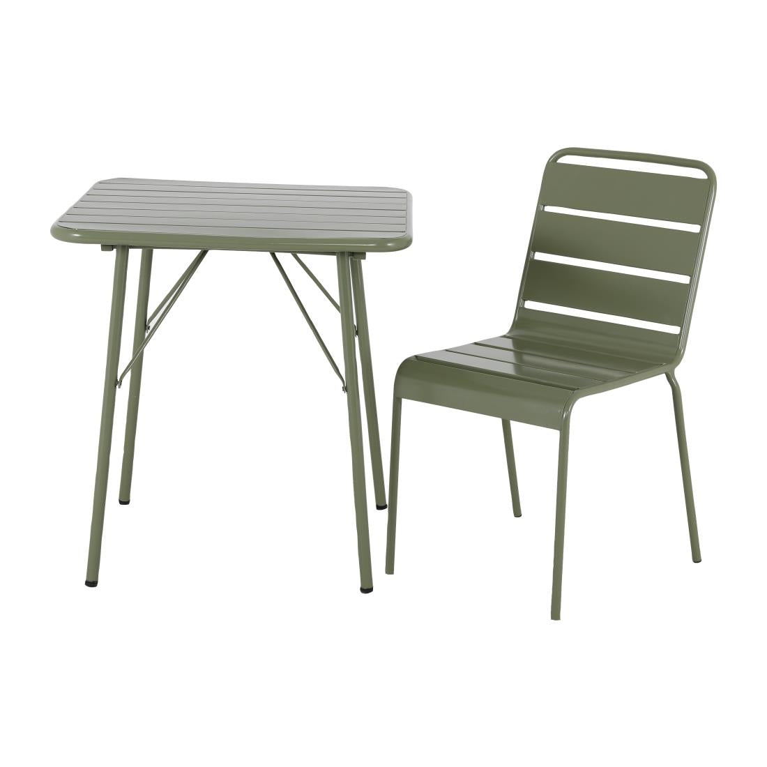 Bolero Amalfi Square Slatted Folding Table Olive Green 700x700mm
