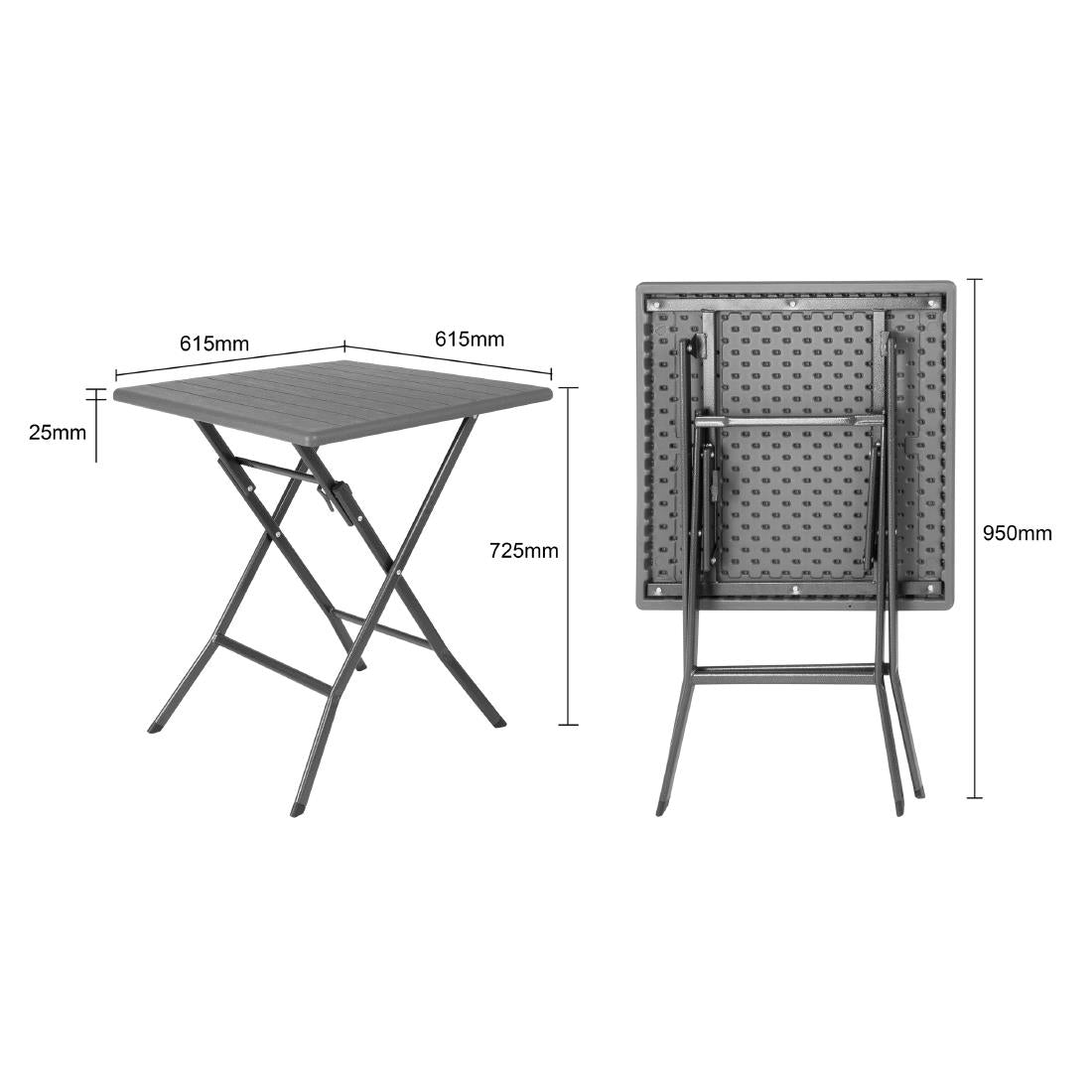 Bolero Square Folding HDPE Table Wood Effect 620x620mm