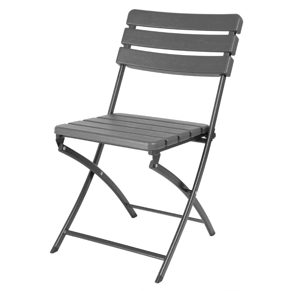 Bolero Folding Chairs Grey Wood Effect (2 Pack)