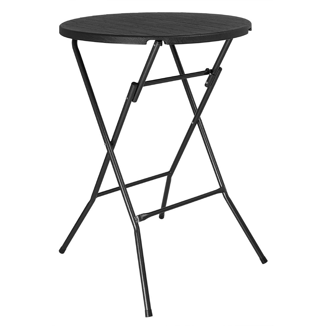 Bolero Folding HDPE Bar Table Wood Effect Black 800mm