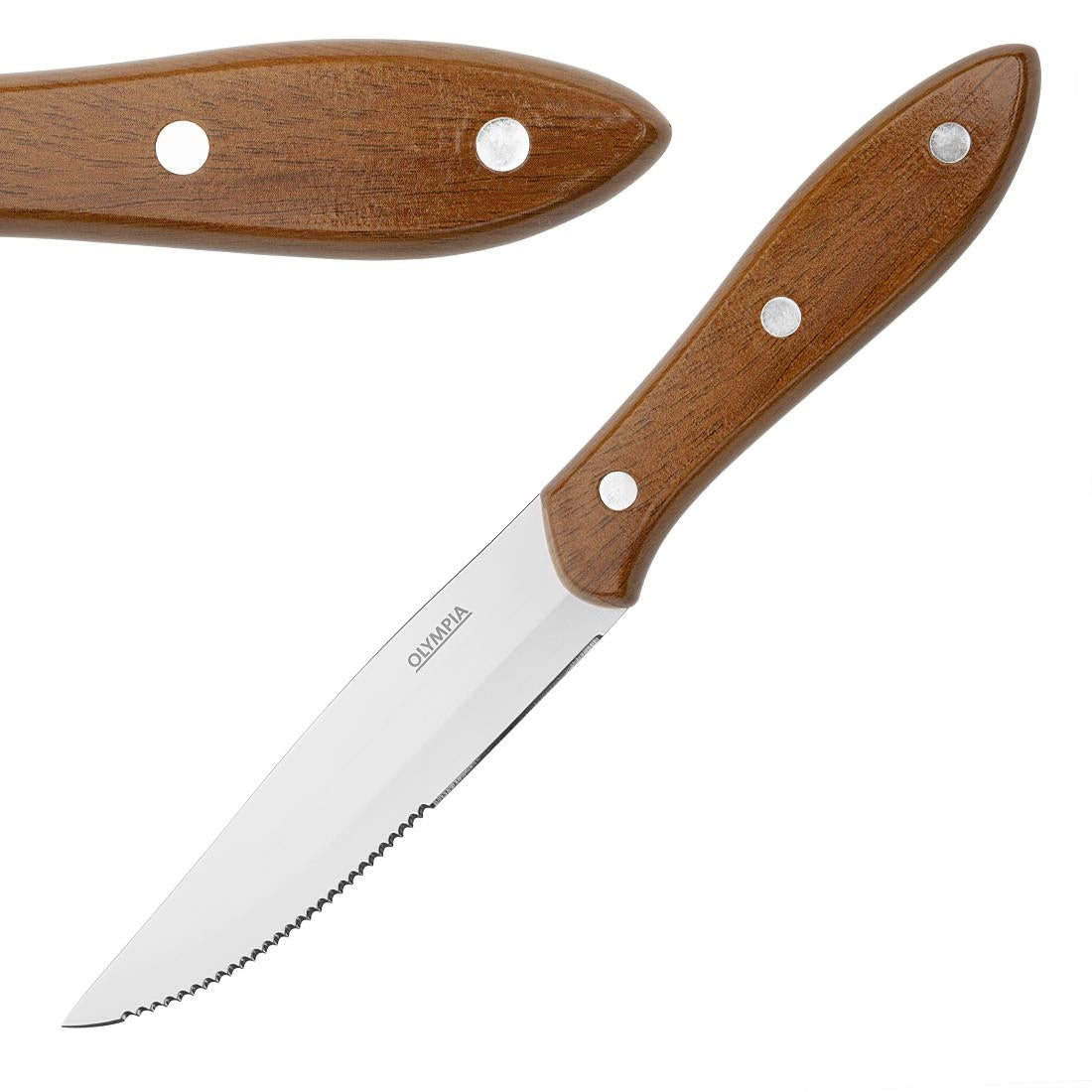 Olympia Jumbo Steak Knives with Wood Effect Handles (12 Pack)