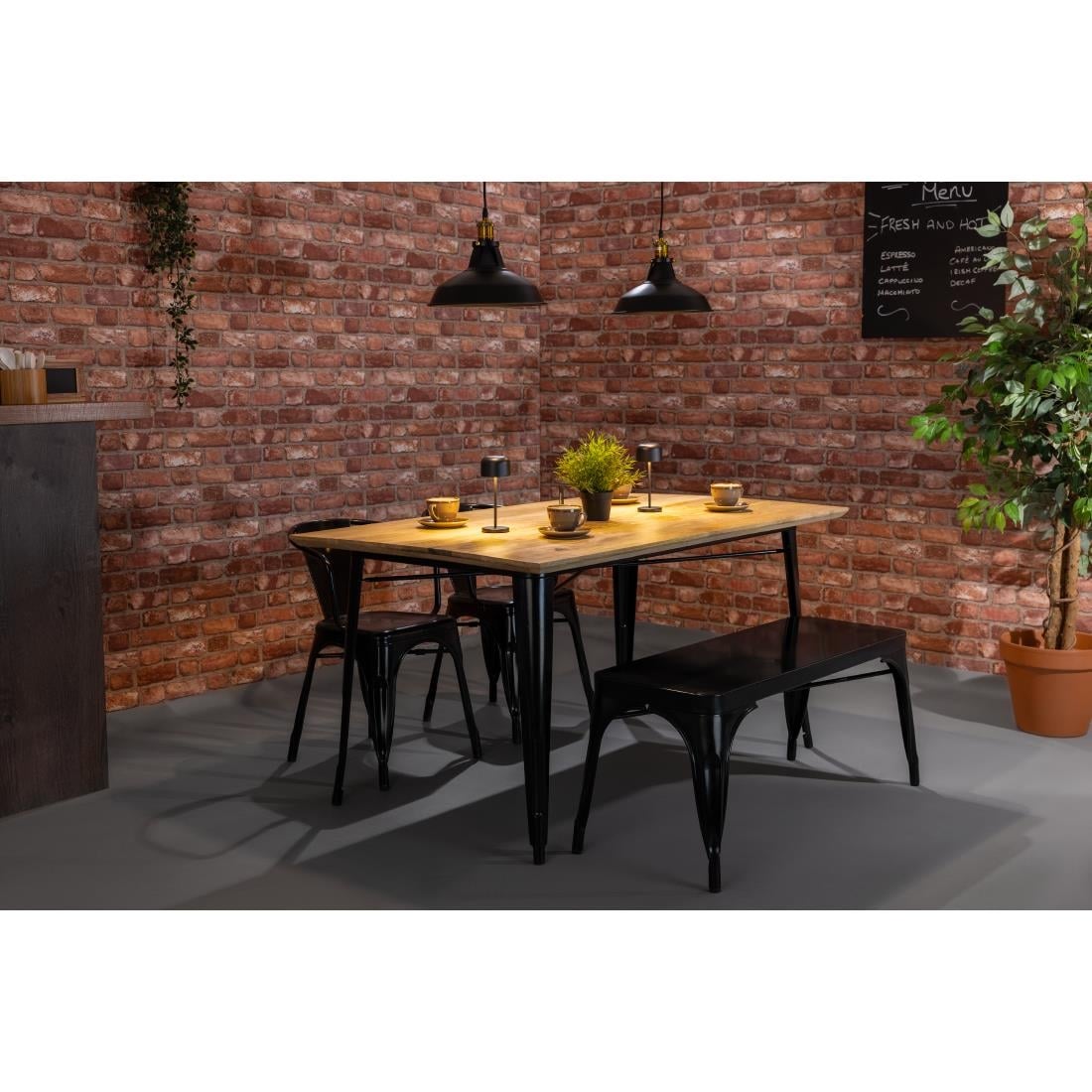 Bolero Bistro Metal Benches Black 1000mm (2 Pack)