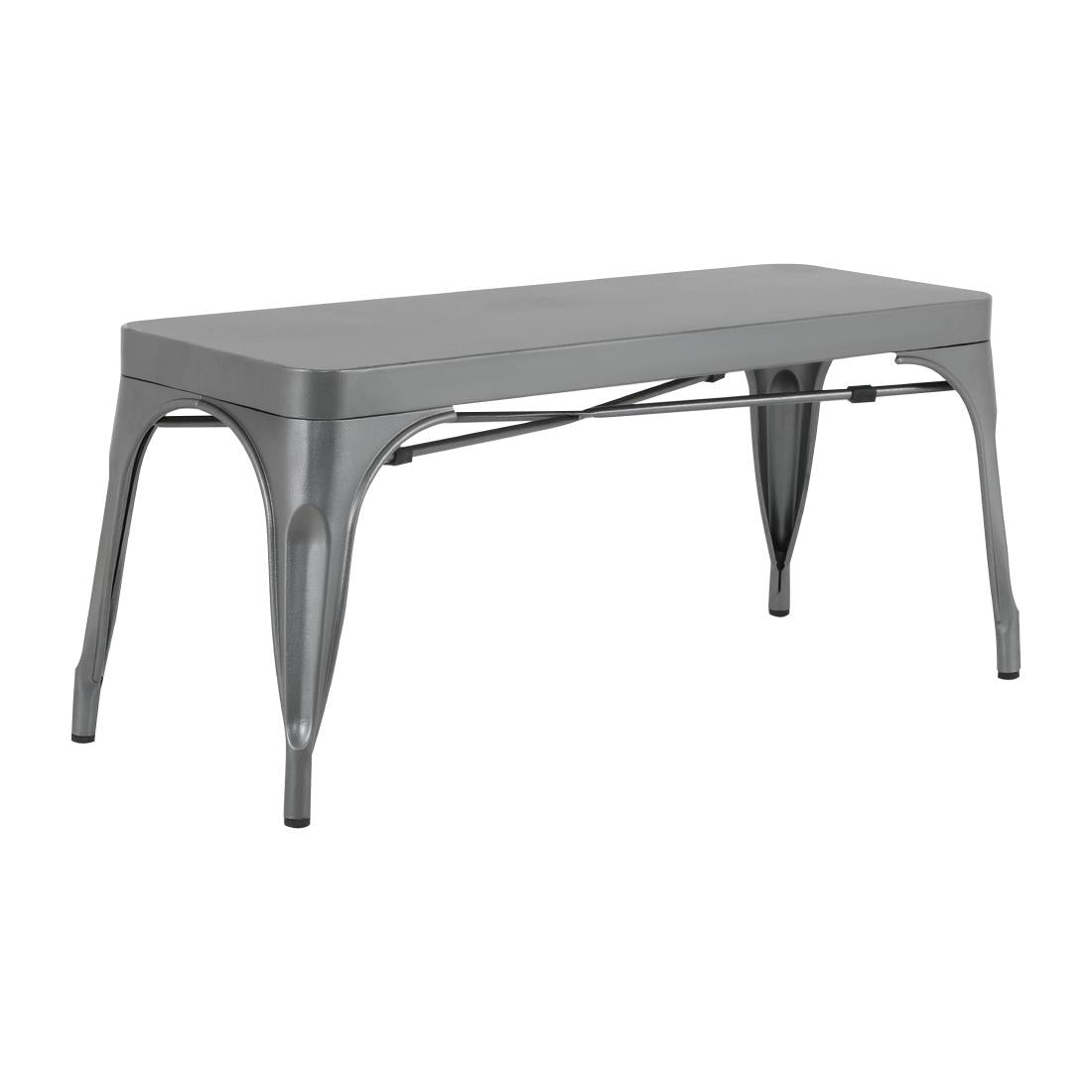 Bolero Bistro Metal Benches Gunmetal 1000mm (2 Pack)