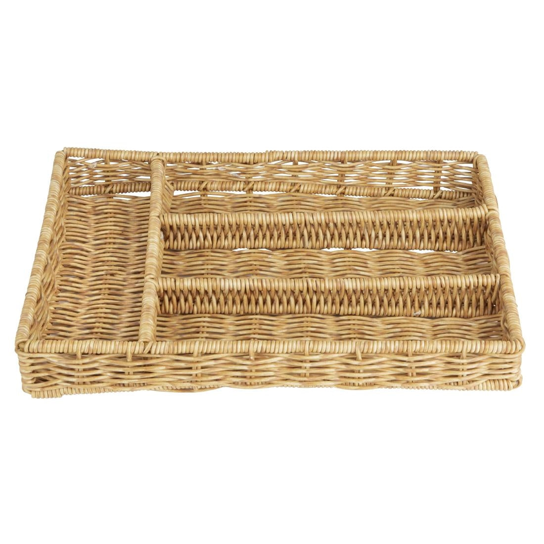 Olympia Polywicker Cutlery Organiser Light Brown 340x250mm