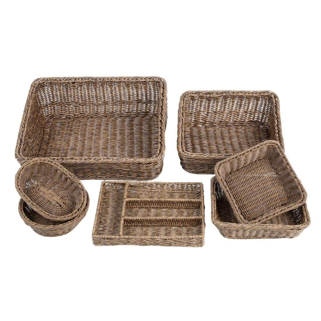 Olympia Polywicker Rectangular Display Basket Dark Brown 525x385mm