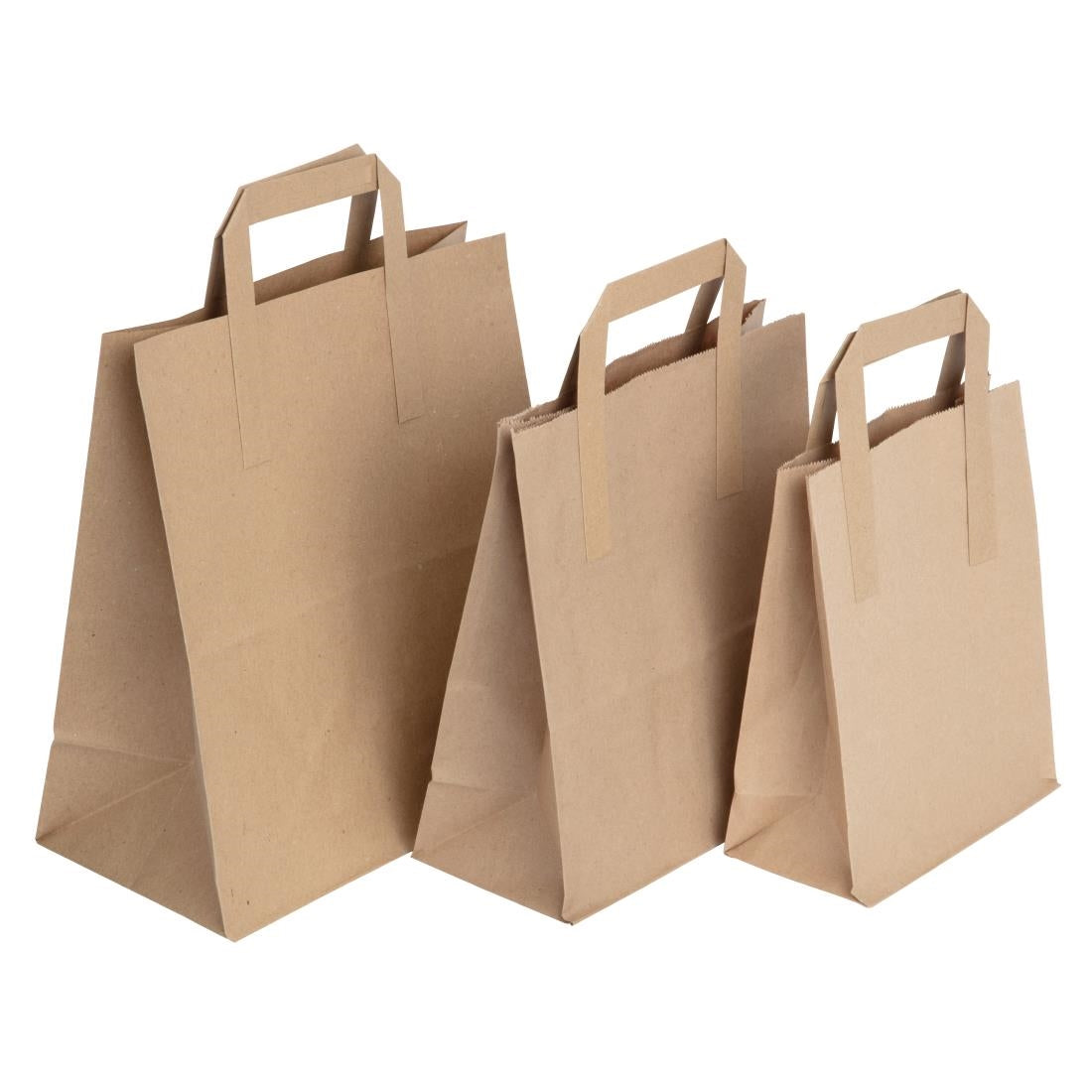 Fiesta Recyclable Flat Handle Brown Paper Bags Large (250 Pack)