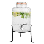 Olympia Geo Glass Clip-Top Drinks Dispenser with Wire Stand 8Ltr