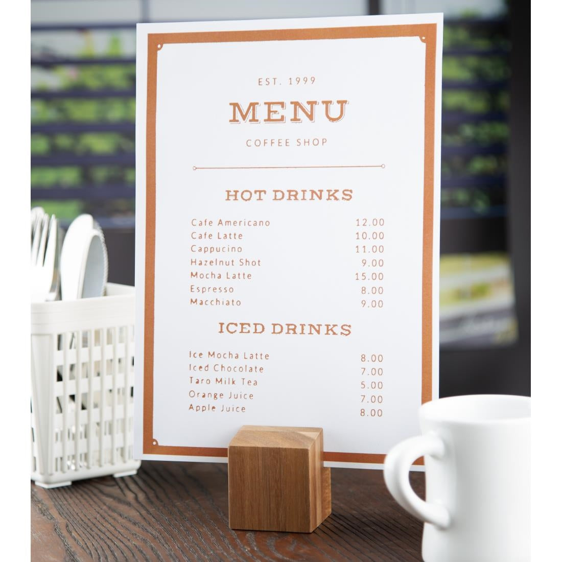 Olympia Wooden Menu Holder and Riser