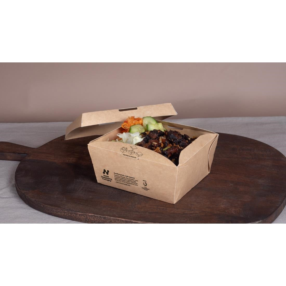 Notpla Clip & Close Food Boxes 800ml - Kraft (260 Pack)
