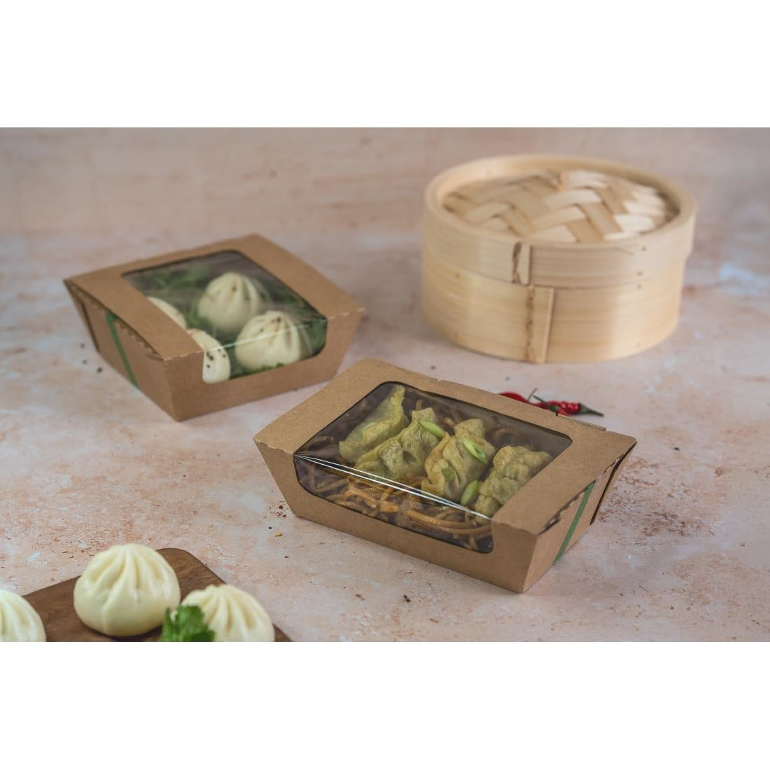 Vegware Microflute Hinged Hot Box with Window 6x6" (210 Pack)