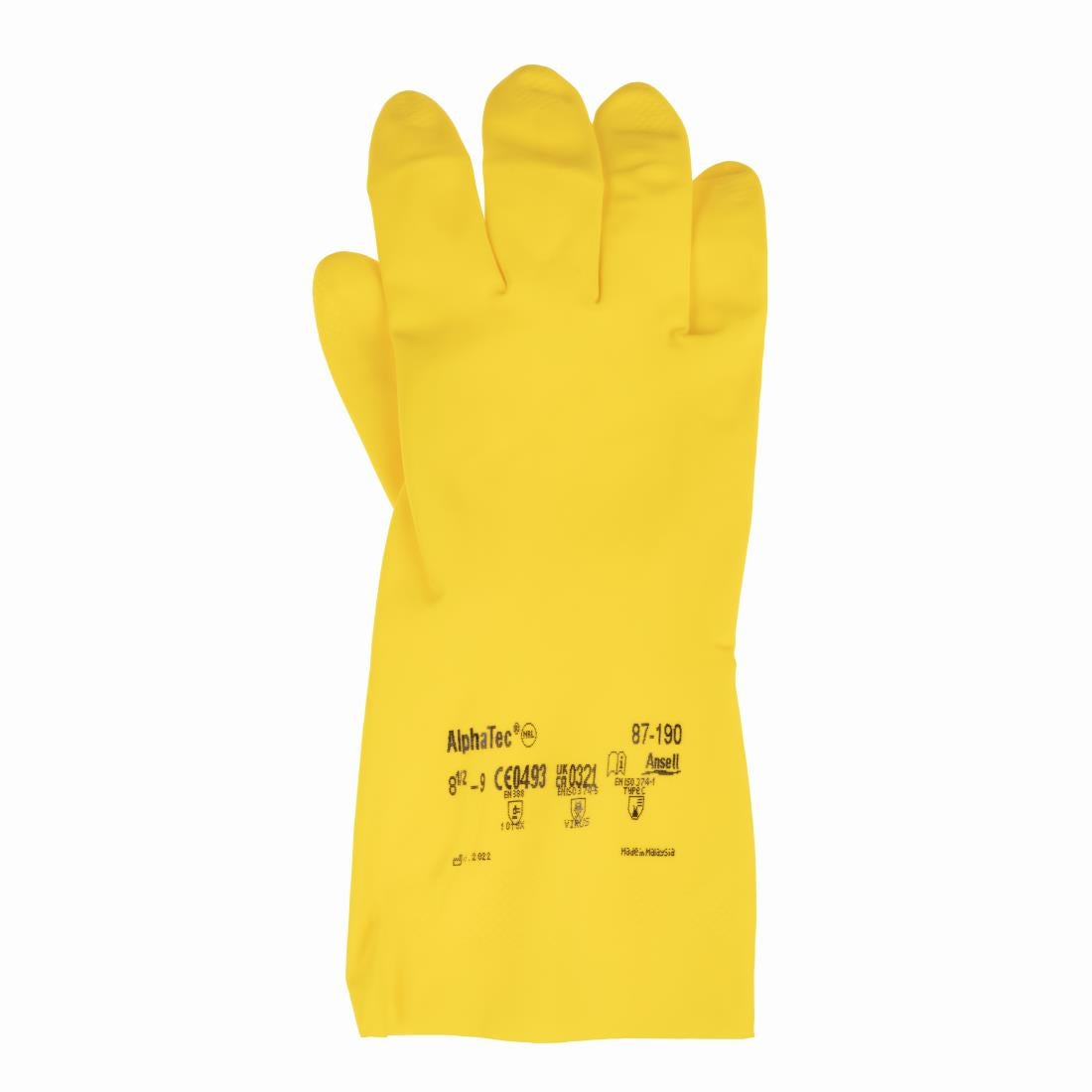 Ansell AlphaTec 87-190 Econohands Rubber Gloves Yellow M (12 Pack)