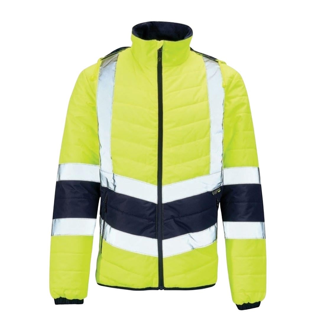 KeepSAFE Hi Vis Full Zip Puffer Jacket Two Tone Yellow/Navy L