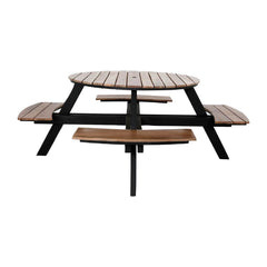 Bolero Acacia Round Picnic Table Bench Set