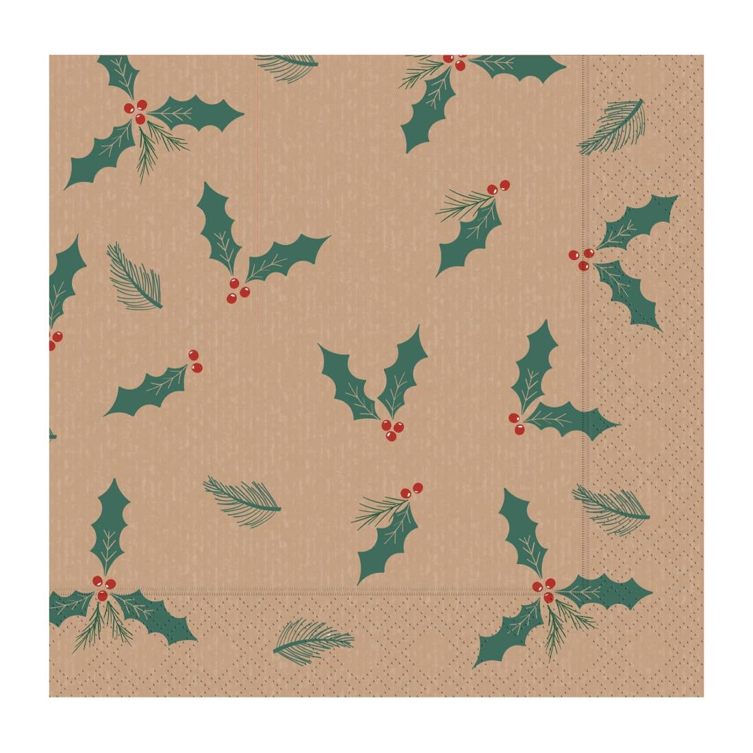 Swantex Lunch Napkin Kraft Jolly Holly 330x330mm (2000 Pack)