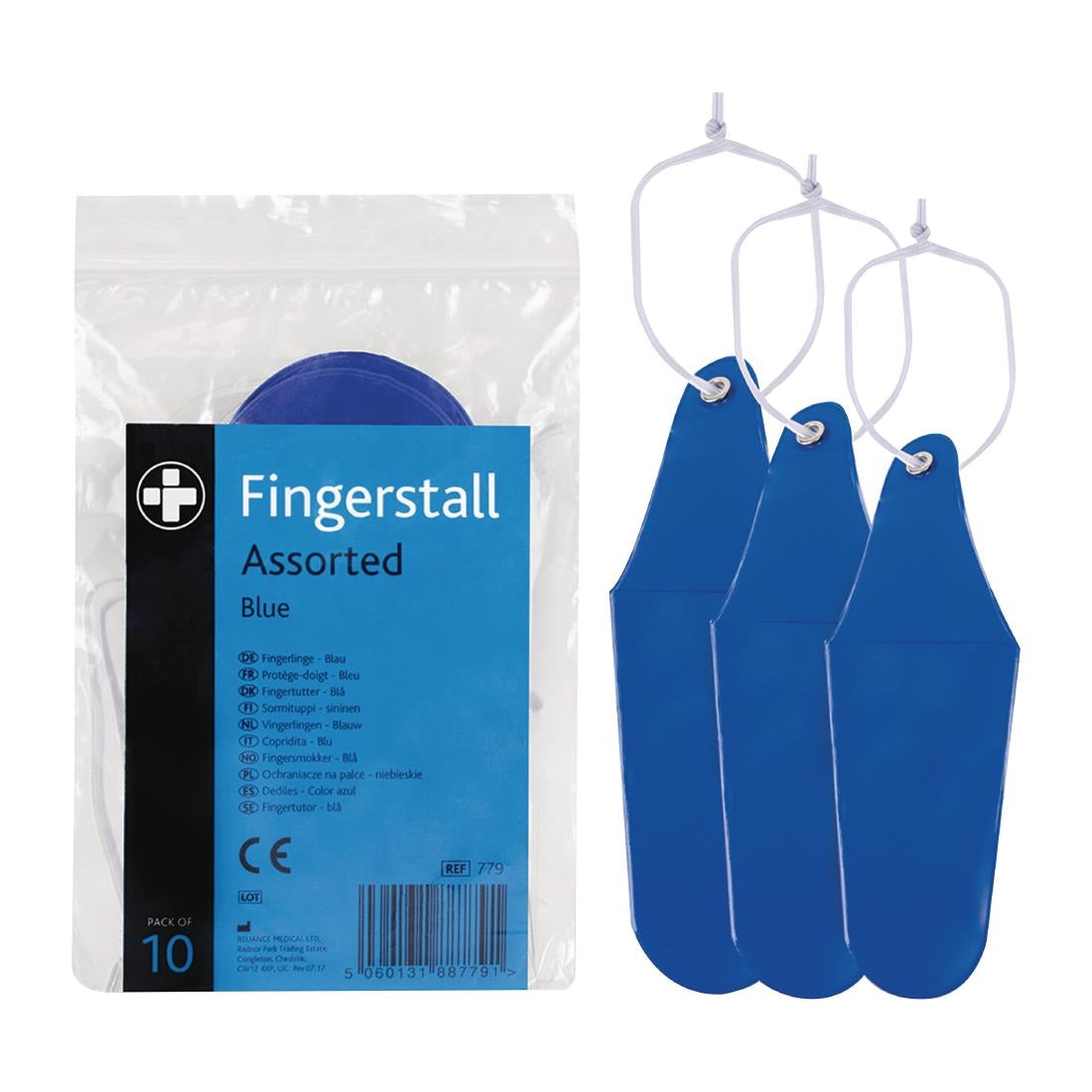 Reliance Medical Fingerstalls Assorted Sizes Blue (10 Pack)
