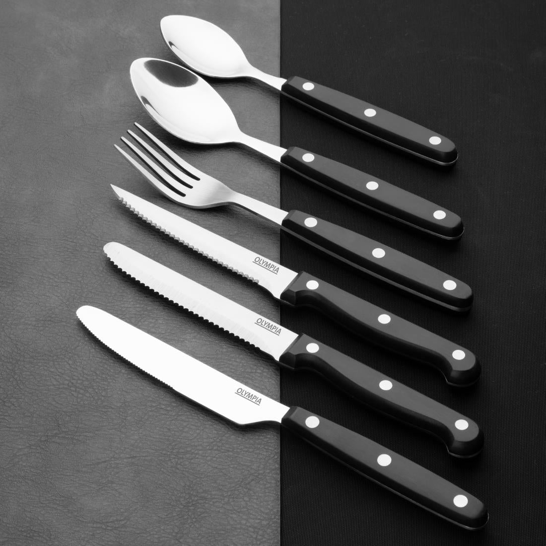 Olympia Taverna Table Knives with Black Handles (12 Pack)