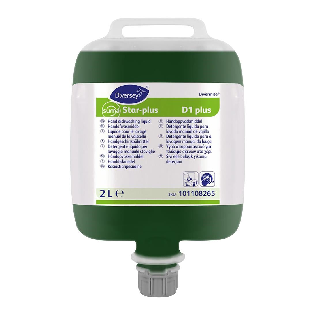 Diversey Suma Star-Plus D1 Divermite Dishwashing Liquid 2Ltr
